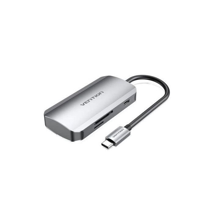 Docking USB Tipo-C Vention TNHHB/ 3xUSB/ 1xUSB Tipo-C PD/ 1xLector Tarjetas SD y MicroSD/ Gris