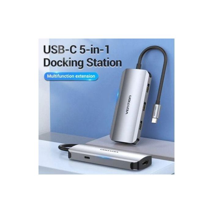 Docking USB Tipo-C Vention TODHB/ 1xHDMI/ 3xUSB/ 1xUSB Tipo-C PD/ Gris 2