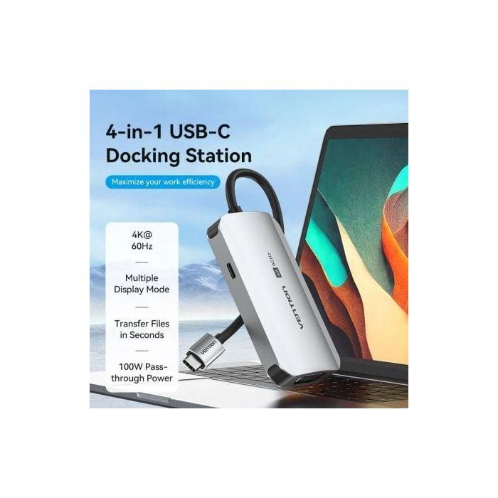 Docking USB Tipo-C Vention TQAHB/ 1xHDMI/ 1xUSB/ 1xVGA/ 1xUSB Tipo-C PD/ Gris 1