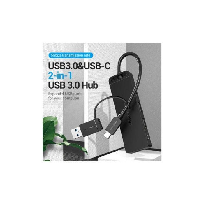 Hub USB 3.0 y Tipo-C Vention CHTBB/ 4xUSB/ USB Tipo-C PD 1