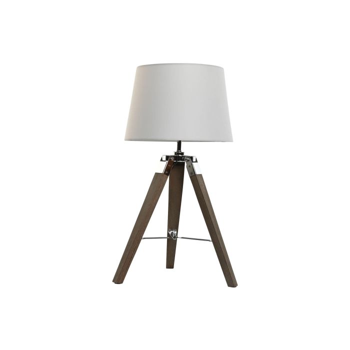DKD Home Decor Lámpara Sobremesa Loft Marrón Blanco Madera Algodón Trípode 36 x 60 x 36 cm 1