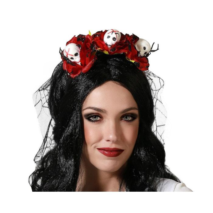 Diadema Halloween Catrina Rosas Calaveras Mujer Adulto Día de Muertos Velo Negro Accesorio Fiesta Temática 0 Diadema Halloween Catrina Rosas Calaveras Mujer Adulto Día de Muertos Velo Negro Accesorio Fiesta Temática 0
