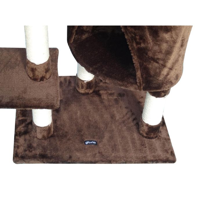 Gloria Sinu Árbol rascador para gatos Marrón 55x40x120 cm con cueva, múltiples alturas y postes de sisal, ideal para varios gatos 1