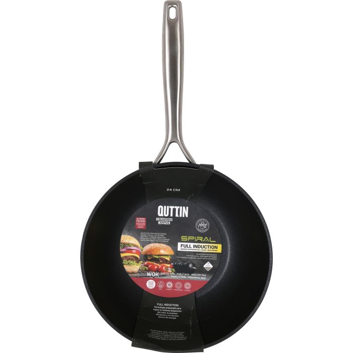 Quttin Sartén Wok de Aluminio Forjado de 24 cm, con Fondo de Inducción Espiral (4 Unidades) 1