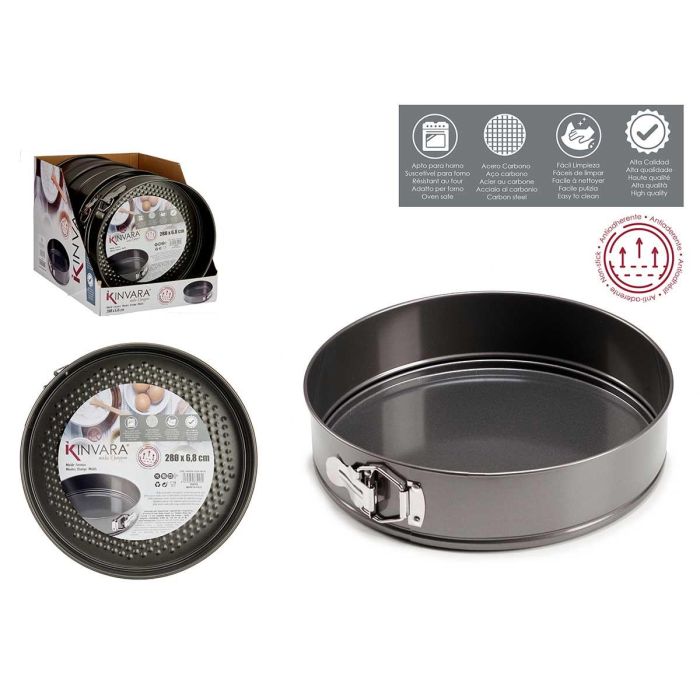 Molde Redondo Ajustable Kinvara 28 cm, Metal Antiadherente, 3L (12 Unidades) Molde Redondo Ajustable Kinvara 28 cm, Metal Antiadherente, 3L (12 Unidades)