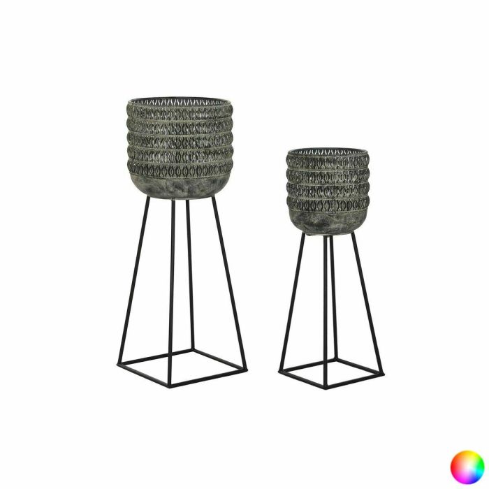 Macetero Alpino DKD Home Decor Gris Negro 32 x 84 x 32 cm Set de 2 (2 Unidades) 3 Macetero Alpino DKD Home Decor Gris Negro 32 x 84 x 32 cm Set de 2 (2 Unidades) 3
