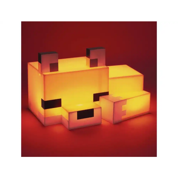 Wondee Lámpara Minecraft Fox Decoración Baby Fox Light 16 cm, Oficial, Modelo Zorro Cubico, Luz Ambiental, para Habitación Gamer, Regalo