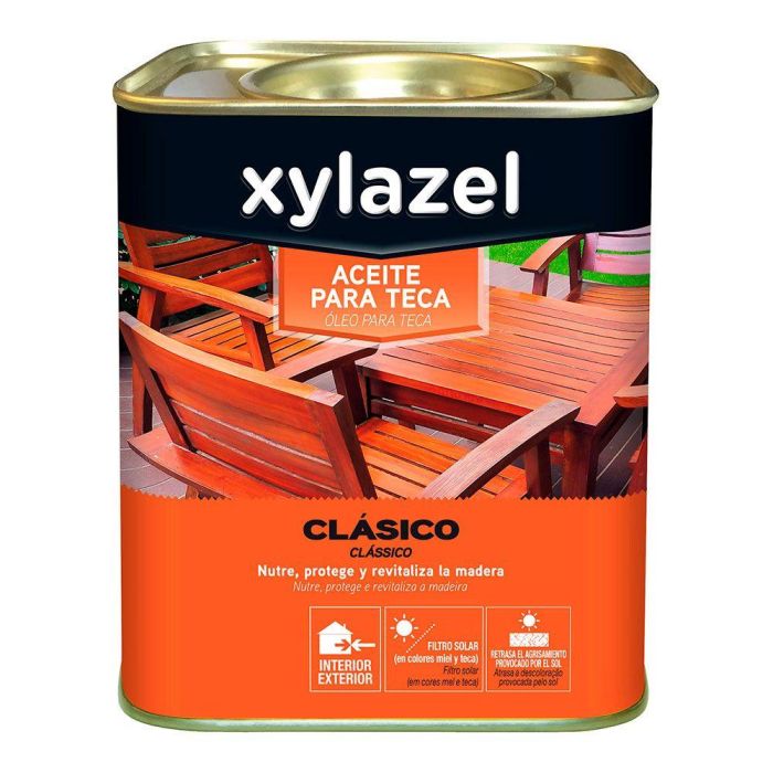 Xylazel Aceite Clásico para Teca Incoloro 4L Protección Rayos UV Repele Agua Xylazel Aceite Clásico para Teca Incoloro 4L Protección Rayos UV Repele Agua