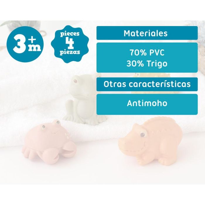 KioKids Set De 4 Animalitos Antimoho Para El Baño con Trigo para Bebé +3 Meses Multicolor 5