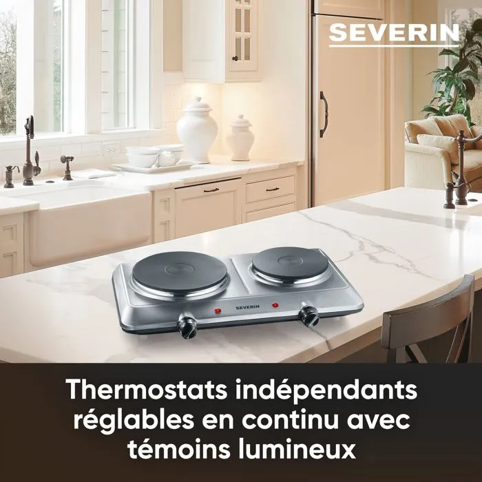 Severin DK1014 Placa de Cocción de Hierro Fundido Independiente - Acero Inoxidable 2500W, 46x7.7x29 cm 2