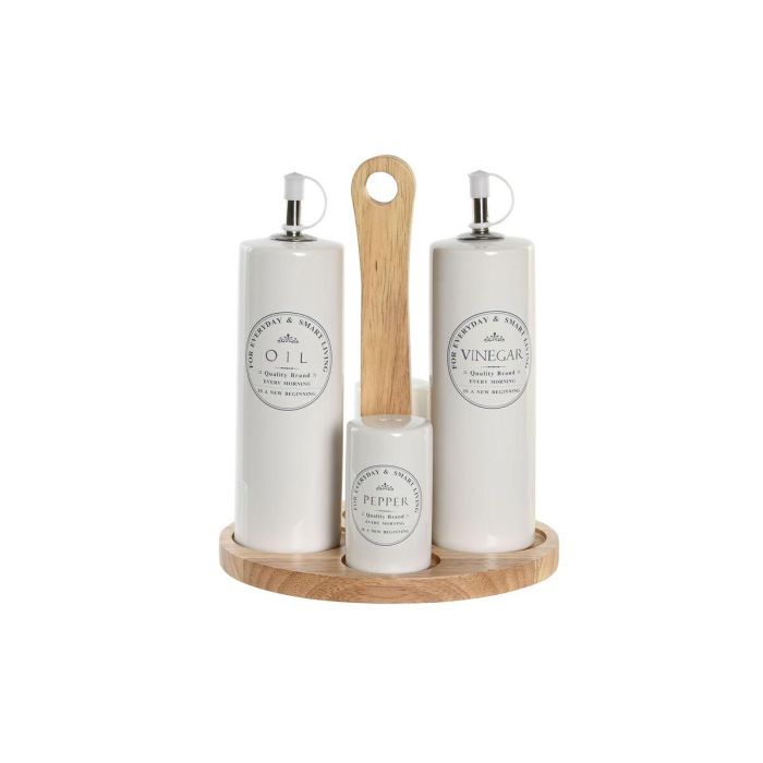 Aceitera Vinagrera Basicos DKD Home Decor Blanco 15 x 22 x 18 cm Set de 4