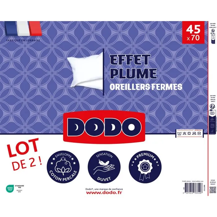 DODO Almohadas Pack de 2, Efecto Pluma 45 x 45 cm, Relleno 100% Poliéster, Doble Almohada para Dormir