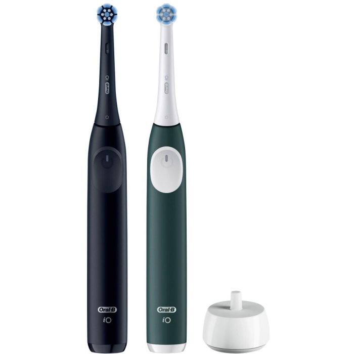Oral-B iO Series 2 Cepillo Dental Vibratorio Eléctrico Adulto, 3 Modos (Diario, Sensible, Supersensible), Night Black/Forest Green, 2 Cepillos 1
