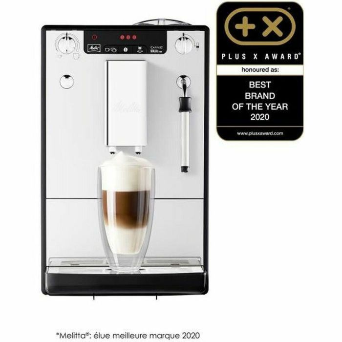 Melitta E 953-102 Cafetera Express Caffeo Solo & Milk con Molinillo Integrado, 15 Bares, 1400W, Boquilla de Vapor, Plata