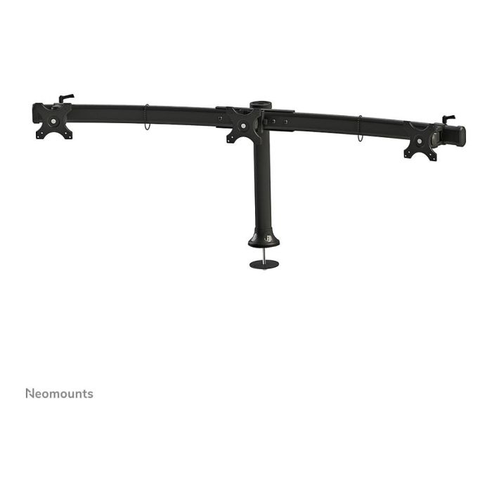 Neomounts Soporte de Escritorio para 3 Monitores hasta 27" (8kg) FPMA-D700DD3 - Giratorio, Ajustable en Altura y Rotación 360°, VESA 100x100/75x75 mm, Negro