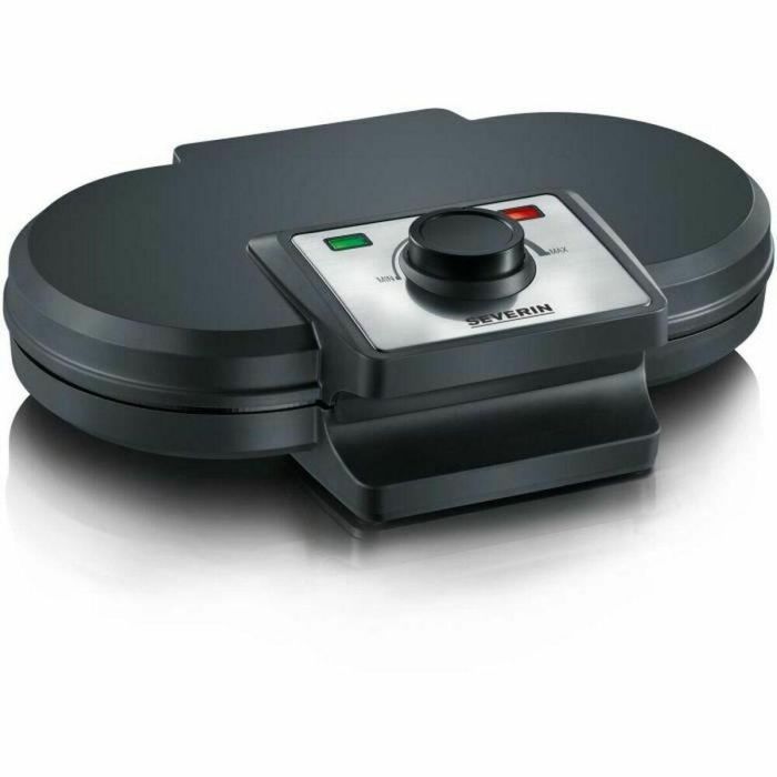 Severin WA2106 Gofrera Eléctrica 1200W, para 10 obleas, Termostato Ajustable, Placas Antiadherentes, Almacenamiento Vertical, Negro