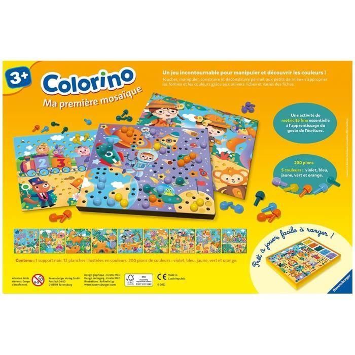 Ravensburger Colorino Mi primer mosaico - Juego educativo de construcción para niños: estimula creatividad, motricidad fina, formas y colores con peones fáciles de colocar 1