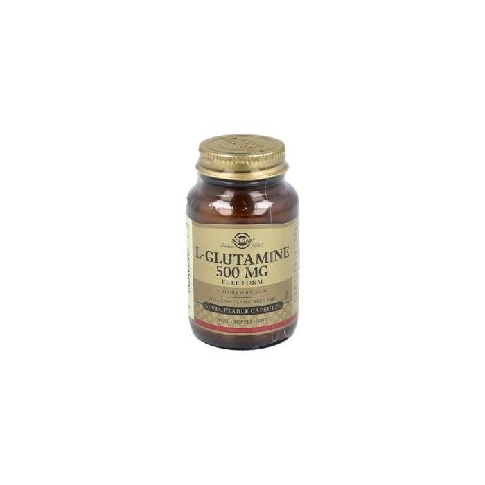 SOLGAR L-Glutamina 500mg, 50 Vegicaps. Recuperación muscular y energía. Apto para veganos.