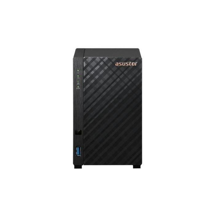 Asustor Servidor NAS Tower 2 Bay, Quad-Core 1.7GHz, 1GB RAM, 2.5GbE, USB 3.2, Transcripción 4K, Compatible con Btrfs/iSCSI Snapshots 3