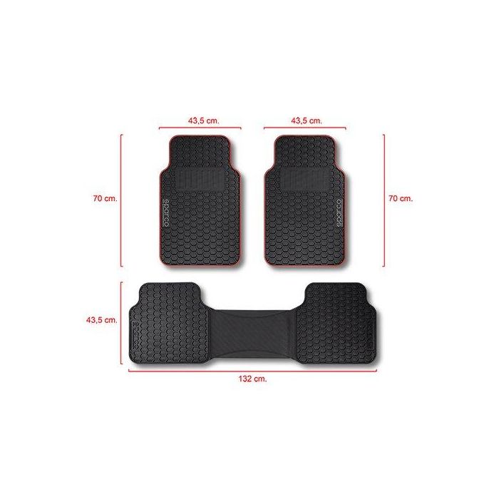 Sparco Alfombra F500 SPCF500RD Negro-Rojo Pvc 3 Piezas Universal 4