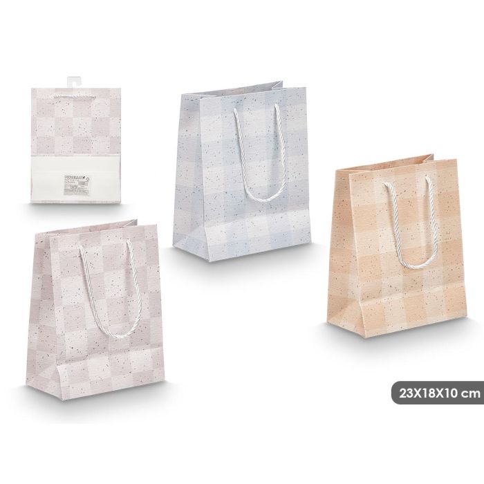 Bolsa con asa de cuadros surtidos Pincello 23x18x10 cm - Azul (48 Unidades) Bolsa con asa de cuadros surtidos Pincello 23x18x10 cm - Azul (48 Unidades)