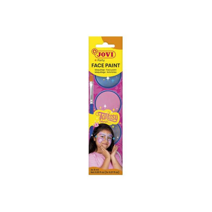 Jovi Set Maquillaje Adventure 3 Botes 8ml Crema Colores Blanco, Rojo y Azul Claro con Esponja y Pincel 174AD