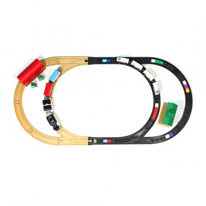 Intelino Complemento Adaptadores Pistas Madera Tren, Compatible con Sistemas de Trenes de Madera, Incluye 8 Adaptadores 2