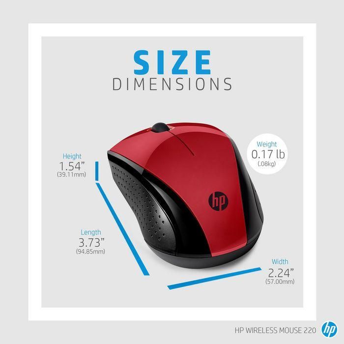 HP Ratón Inalámbrico 220 Óptico con Sensor 1600 DPI, Tecnología 2.4 GHz, Color Rojo, Autonomía hasta 15 Meses, Diseño Ergonómico y Ambidiestro HP Ratón Inalámbrico 220 Óptico con Sensor 1600 DPI, Tecnología 2.4 GHz, Color Rojo, Autonomía hasta 15 Meses, Diseño Ergonómico y Ambidiestro