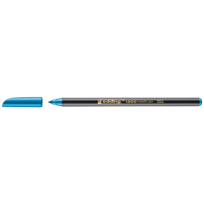 Edding Rotulador 1200 Punta Fina Azul Metálico (Set de 10) Rotulador de fibra para escritura, decoración y diseños, trazo 1-3 mm, tinta resistente a la luz (Set de 10) 1