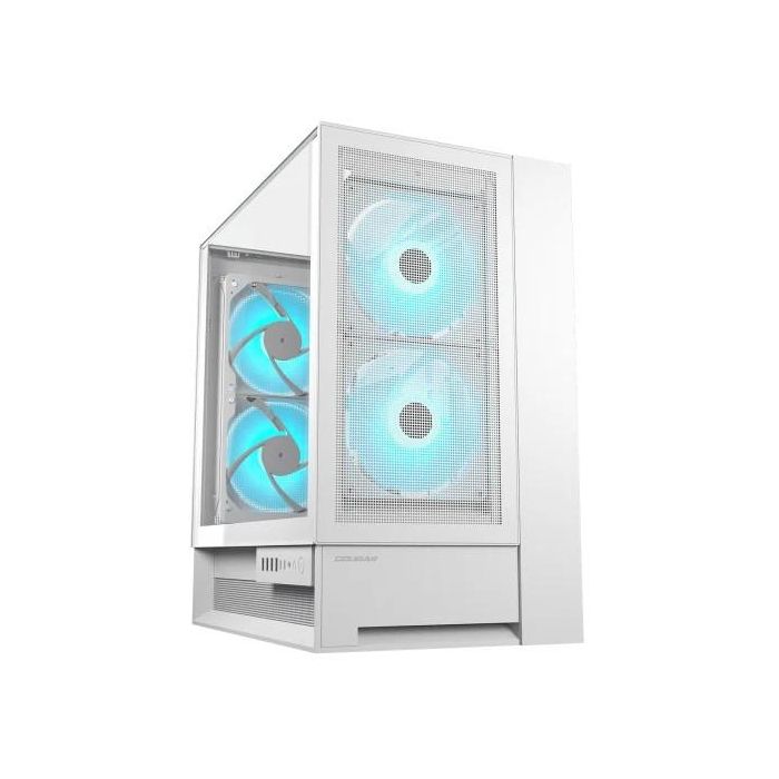 COUGAR OmnyX Midi Tower PC ATX ARGB Blanco - Caja de ordenador con ventana lateral para gaming y gestión de cables