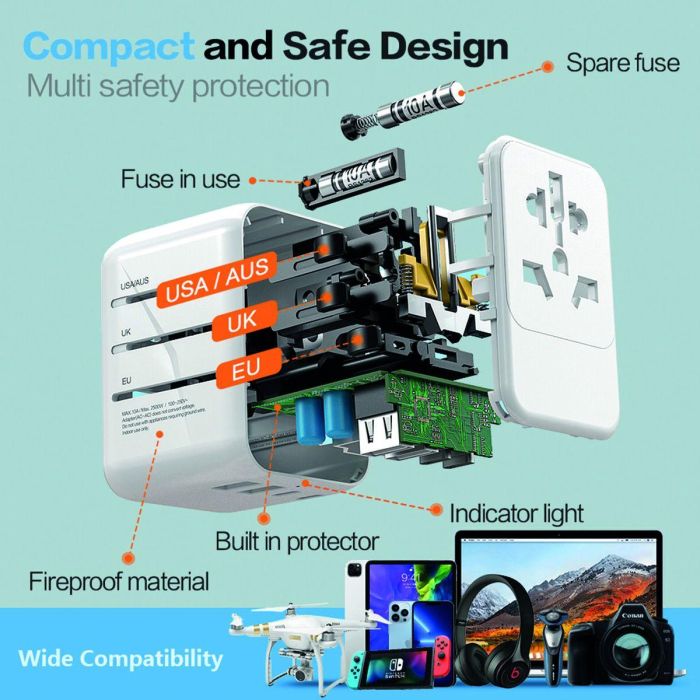 Ladrón de enchufe Scape Travel 621UC Plástico 5 Ladrón de enchufe Scape Travel 621UC Plástico 5