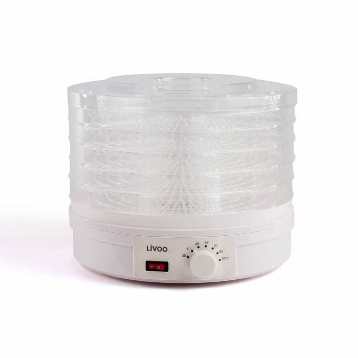 Livoo DOM202 Deshidratador de Alimentos para Frutas y Verduras con Termostato, Ventilación Uniforme y 5 Bandejas 2