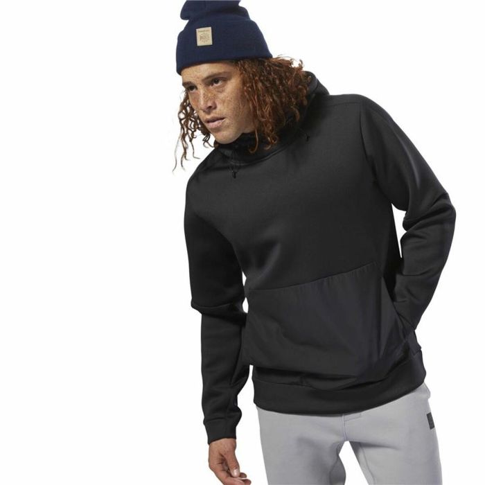 Sudadera con Capucha Hombre Reebok Supply Tech Negro M 5