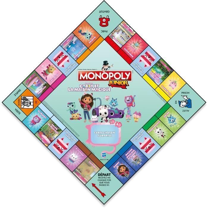 Juego de mesa - MOVIMIENTOS GANADORES - Monopoly Junior Gabby y la Casa Mágica - Versión infantil La casa de muñecas de Gabby 2