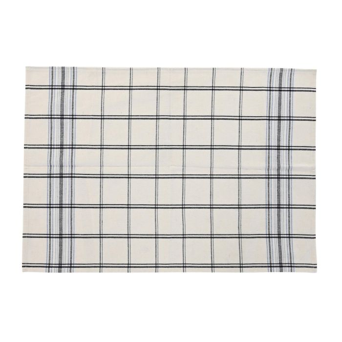 DKD Home Decor Delantal 1 x 85 x 70 cm Set de 2 Azul Beige Cuadros Algodón Poliéster 3