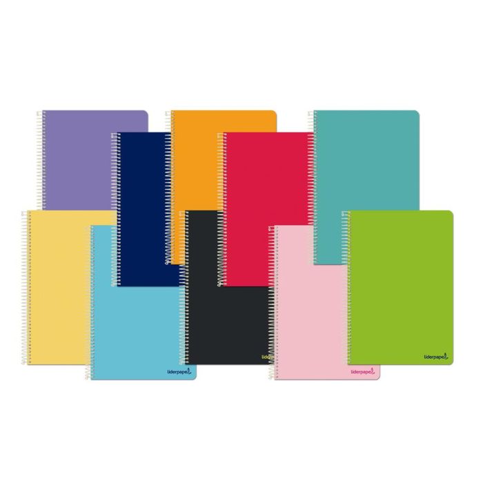 Cuaderno Espiral Liderpapel A5 Micro Smart Tapa Blanda 80H60 gr Horizontal 7 mm Doble Margen 6 Taladros Colores 10 unidades 1