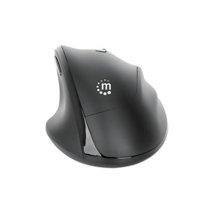Manhattan Ratón Inalámbrico Ergonómico USB-A/C Óptico 1600 DPI Negro 6 Botones para Oficina 1