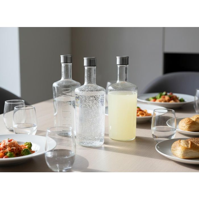 La Mediterranea Botella de Vidrio Transparente 1L, 3 Surtidos, 10x10x27.2 cm 3