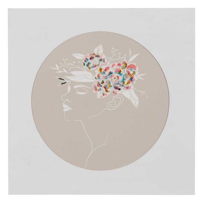 Cuadro 2/M Crema Madera Decoración 60 X 4 X 60 cm