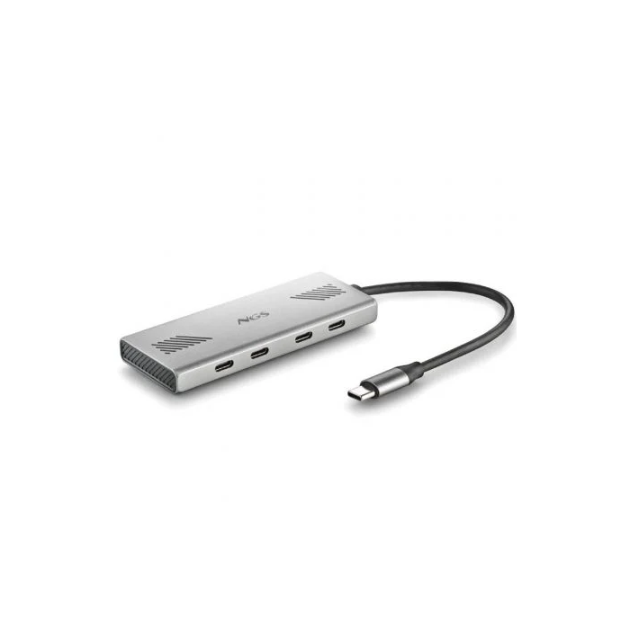 NGS Hub USB-C Wonder4-C 4 Puertos USB Tipo-C Gris Aluminio 5 Gbps