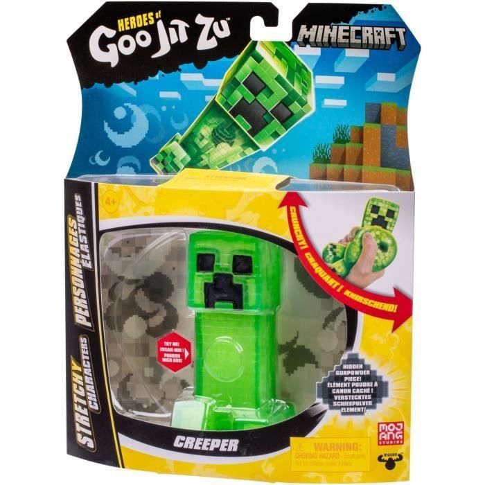 Figura Elástica - GOO JIT ZU - Creeper de Minecraft - 11 cm - Textura Elástica - 3x Elástico 5