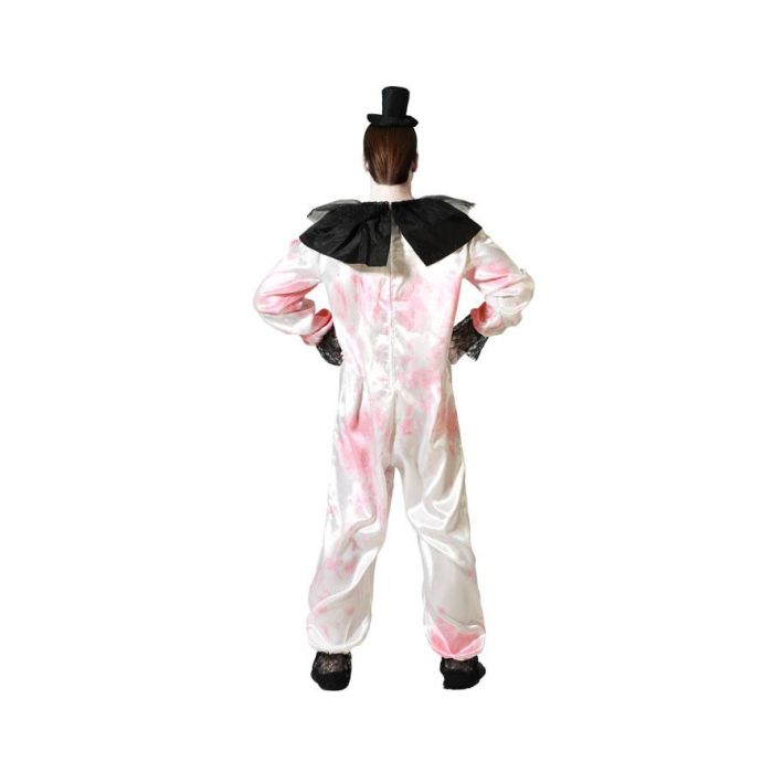 Disfraz Payaso Macabro Con Mono Blanco Y Detalles Negros Hombre Talla M-L