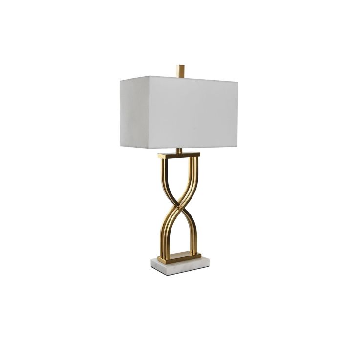 DKD Home Decor Lampara Sobremesa Dorado Blanco Metal Marmol Lino E27 23 x 79 x 40 cm 5