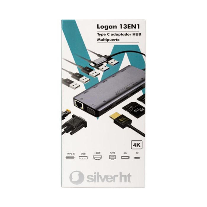 Hub USB Silver HT LOGAN 13 EN 1 1 Hub USB Silver HT LOGAN 13 EN 1 1