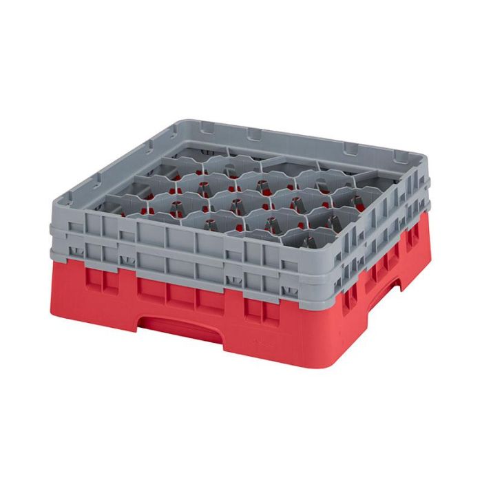 CAMBRO - 20S434-163 - Cesta de lavado 20 comp. 2 alturas - 9,84 cm Ø máx. - alt. máx. 13,5 cm - 50 x 50 x 18,4 cm - Rojo