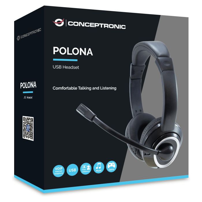 Conceptronic Auriculares USB con Micrófono Flexible y Control de Volumen - Negro-Blanco 3