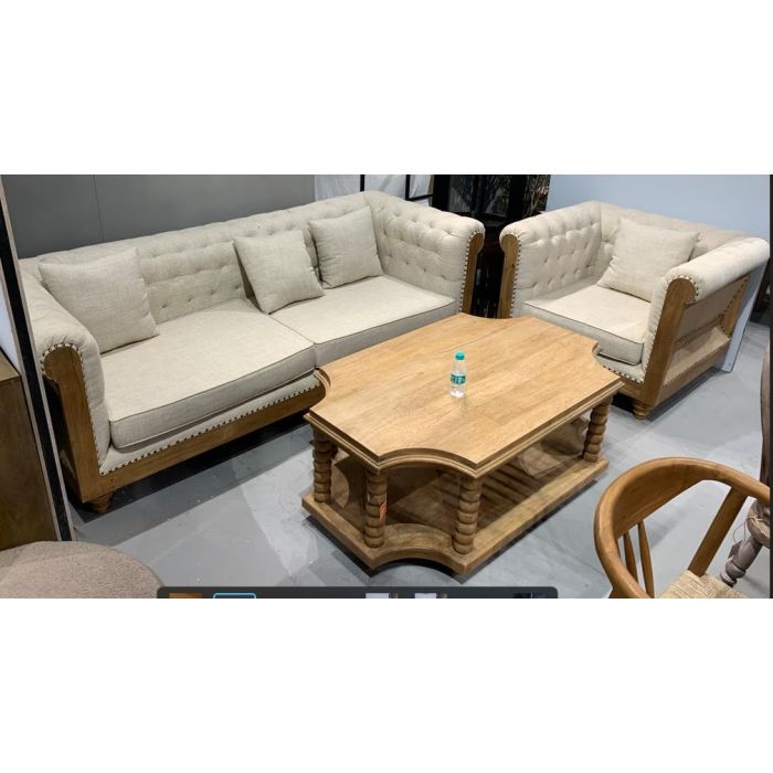 DKD Home Decor Mesa Centro Mango Torneada 80 x 48 x 131 cm 1