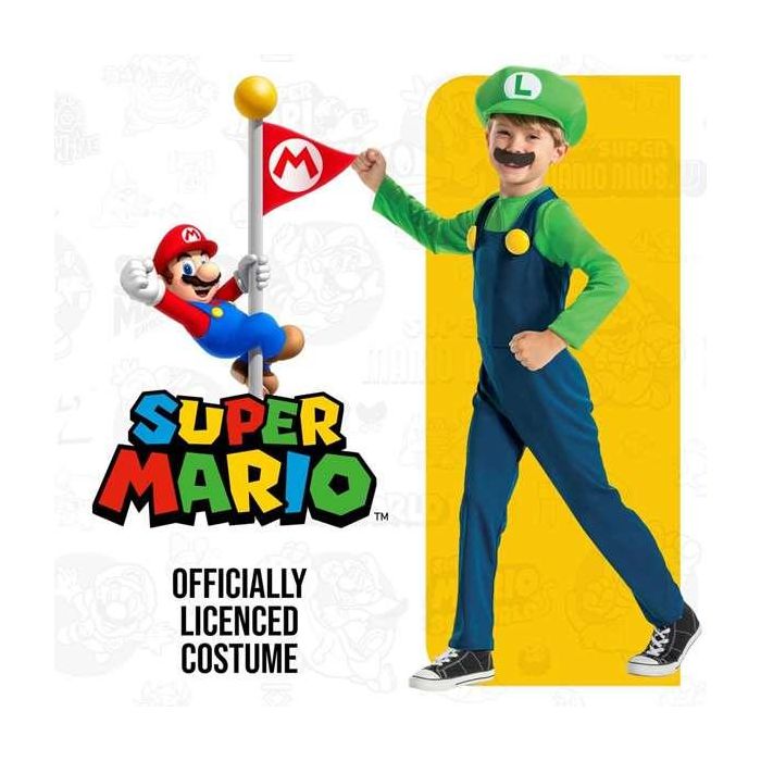 Nintendo Disfraz Super Mario Luigi Lujo Talla 3-4 Años 7