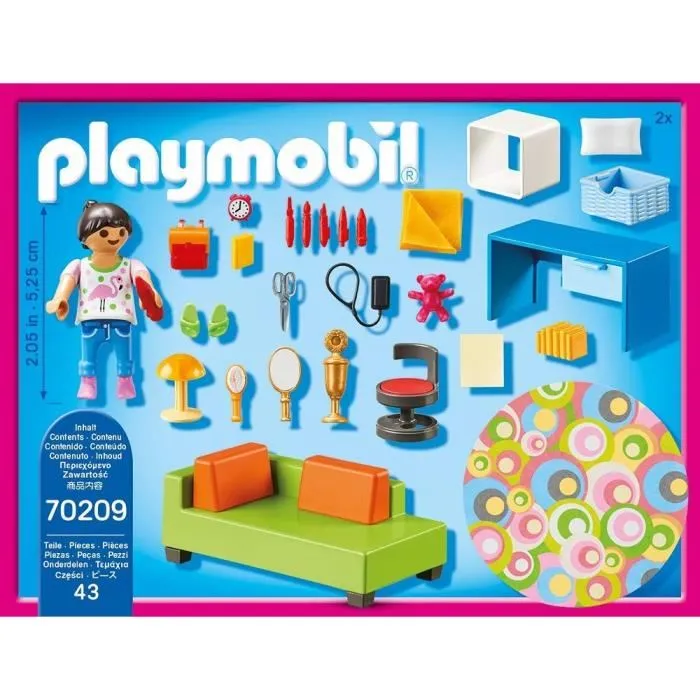 Playmobil 70209 Habitación Adolescente con Personaje, Sofá Cama, Escritorio y Accesorios para +4 Años