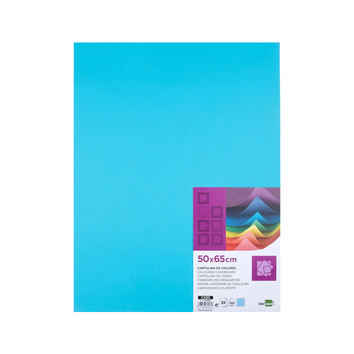 Liderpapel Cartulina 50x65 cm 240g/m2 Celeste Paquete de 25 Hojas para Dibujo y Manualidades 1